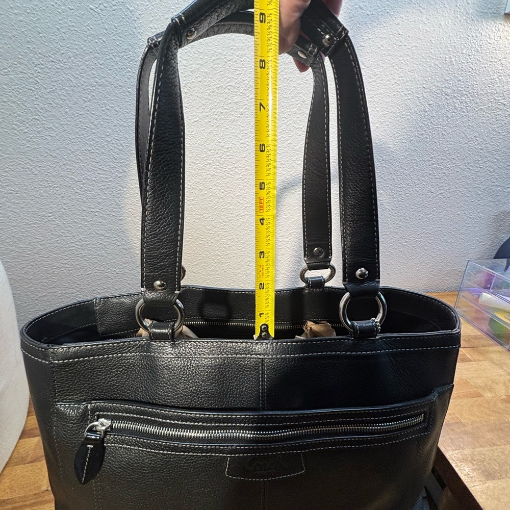 Coach Ashley Leather Carryall Tote Bag Black F14926 - Picture 9 of 12